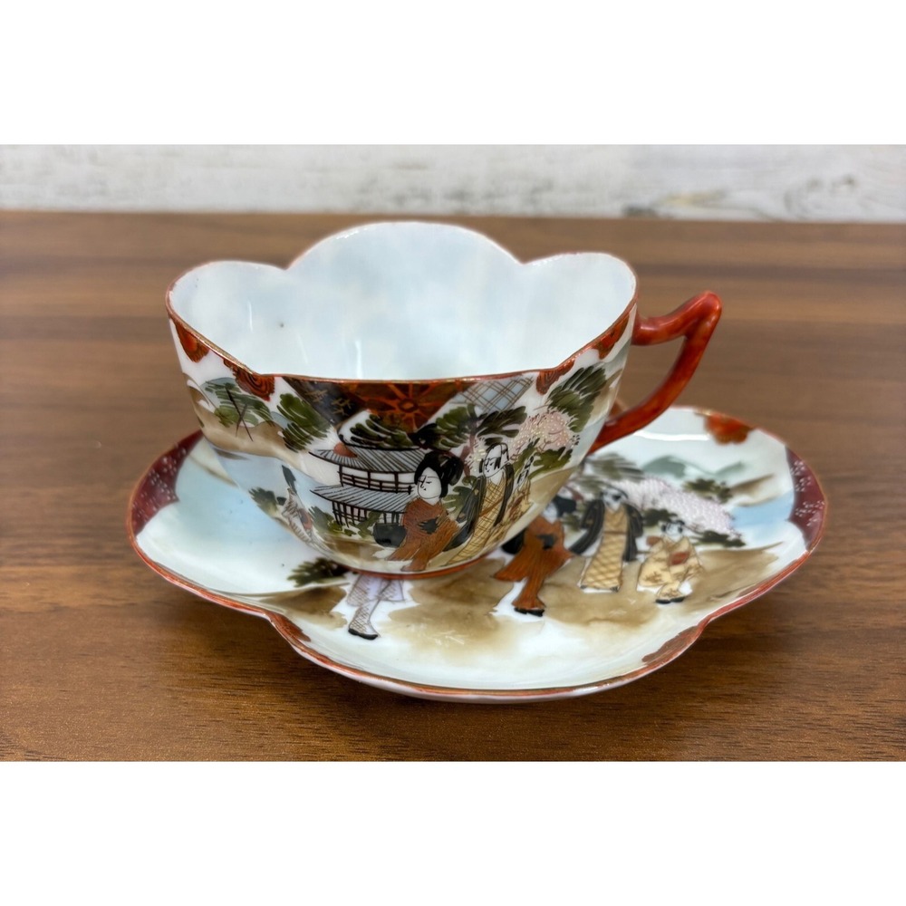 Vintage Fukagawa Arita Egg Shell Tea Cup and Saucer Handpainted